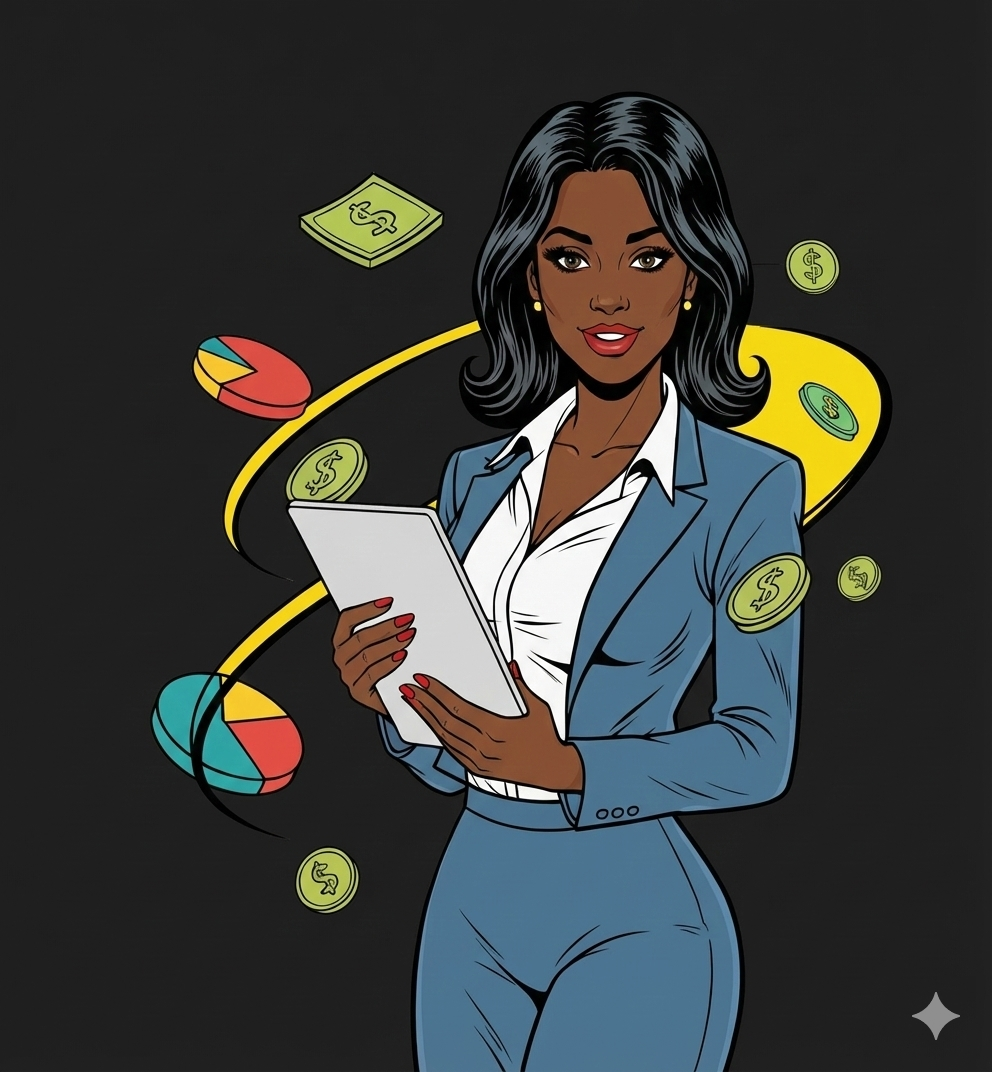 Retro pop-art AI employee with headset